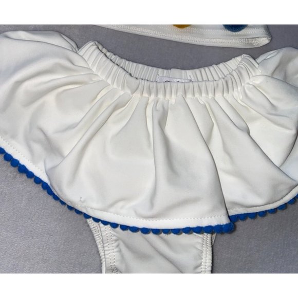Mud Pie white bikini 2pc swim bathing suit headband 3pc set 3-6m NWOT - Picture 4 of 9
